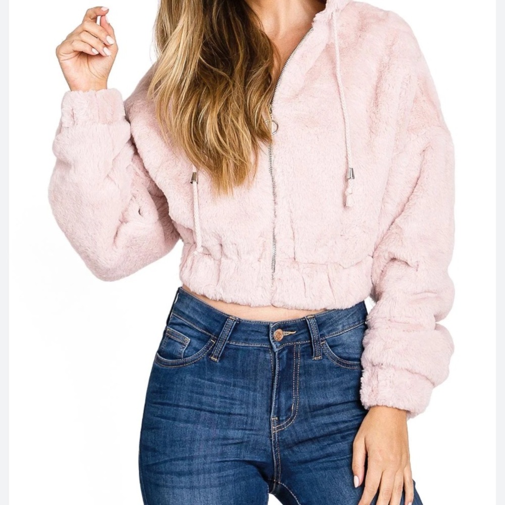 Ambiance Soft Pink Furry Outerwear - Picture 2 of 4